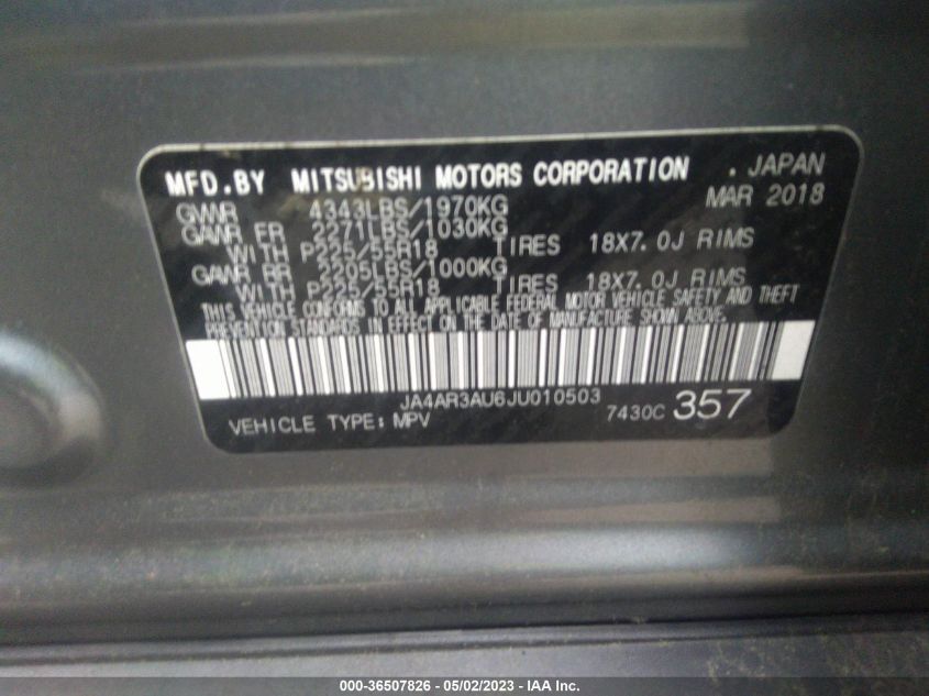 2018 MITSUBISHI OUTLANDER SPORT 2.0 - JA4AR3AU6JU010503