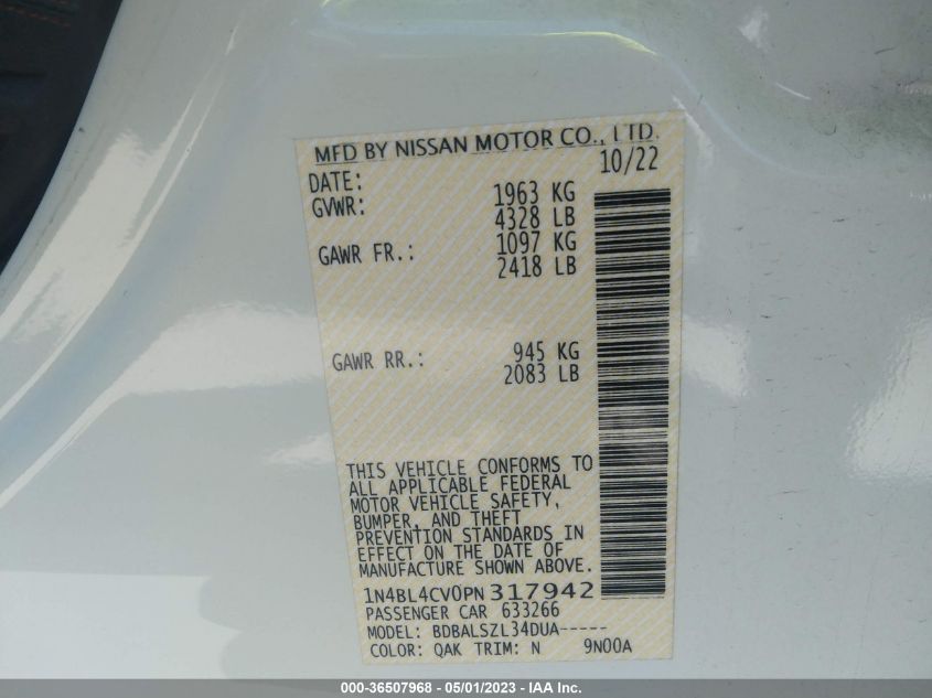 2023 NISSAN ALTIMA 2.5 SR - 1N4BL4CV0PN317942