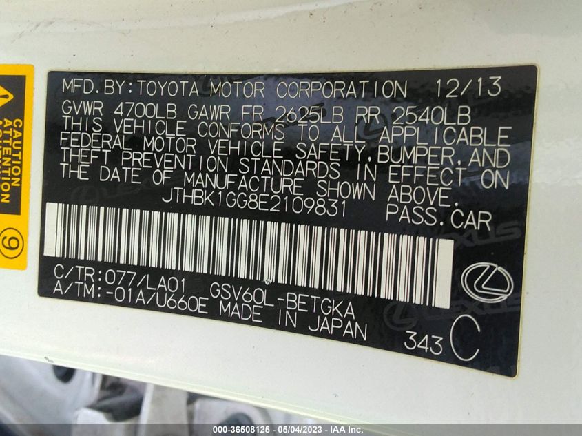 2014 LEXUS ES 350 - JTHBK1GG8E2109831