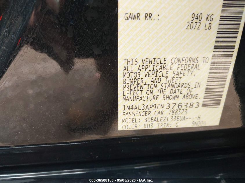 2015 NISSAN ALTIMA 2.5 S - 1N4AL3AP9FN376383