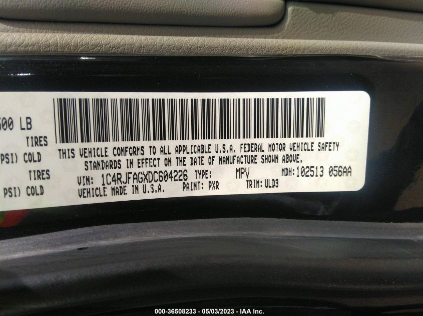 2013 JEEP GRAND CHEROKEE LAREDO - 1C4RJFAGXDC604226