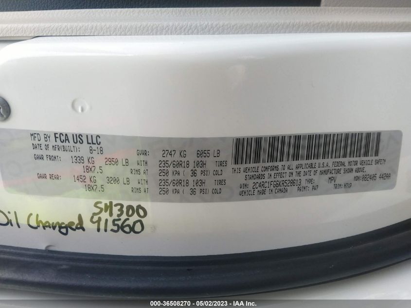 2019 CHRYSLER PACIFICA TOURING PLUS - 2C4RC1FG6KR528613