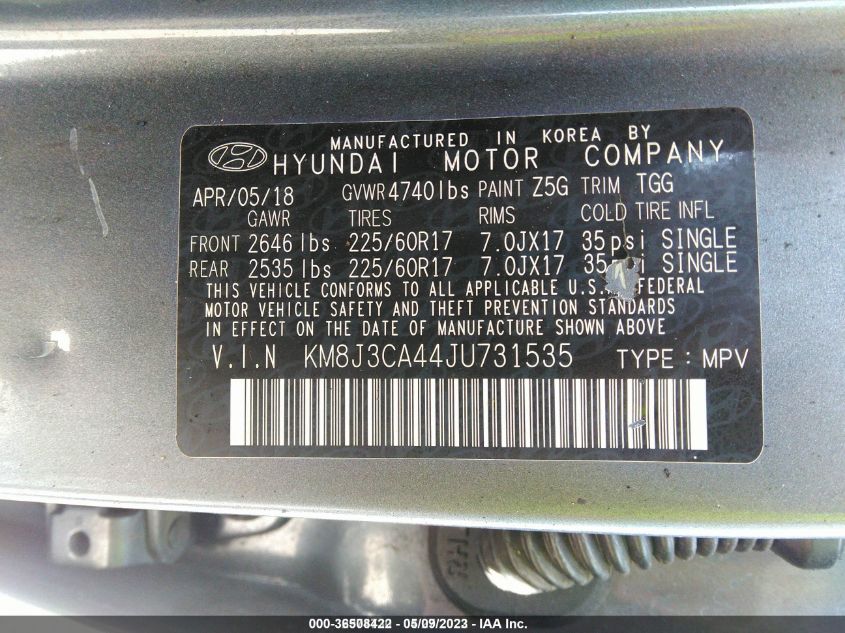 2018 HYUNDAI TUCSON SEL - KM8J3CA44JU731535