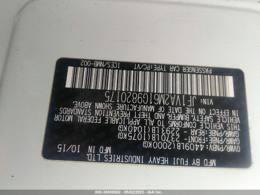 2016 SUBARU WRX STI JF1VA2M61G9820175