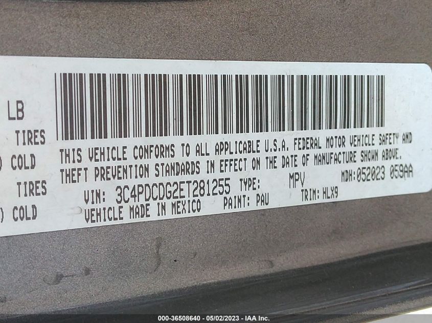 2014 DODGE JOURNEY LIMITED - 3C4PDCDG2ET281255