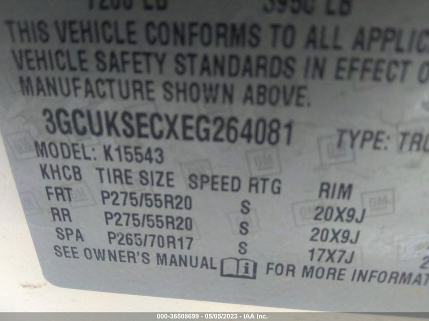2014 CHEVROLET SILVERADO 1500 LTZ - 3GCUKSECXEG264081