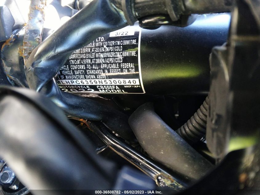 2022 HONDA CB500 FA MLHPC6359N5300840