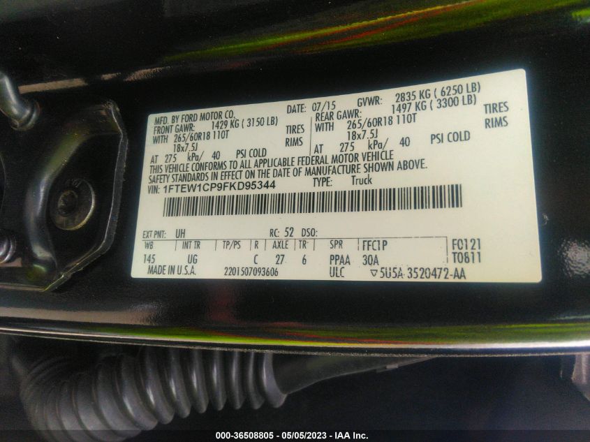 2015 FORD F-150 XL/LARIAT/XLT - 1FTEW1CP9FKD95344