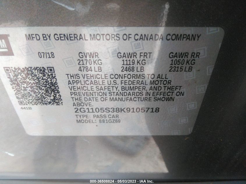 2019 CHEVROLET IMPALA PREMIER - 2G1105S38K9105718
