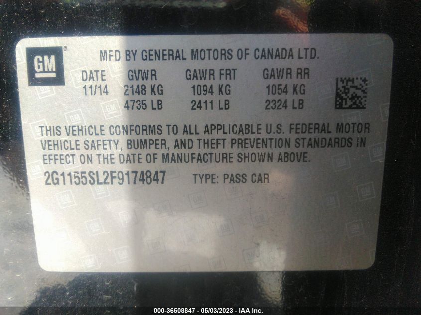 2015 CHEVROLET IMPALA LTZ - 2G1155SL2F9174847