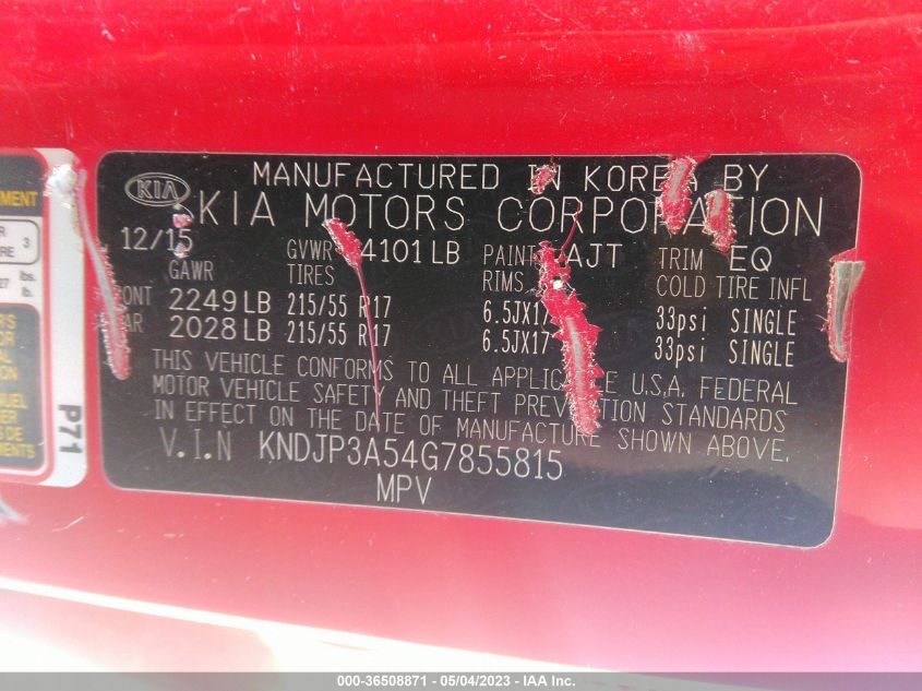 2016 KIA SOUL + - KNDJP3A54G7855815