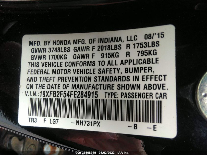 2015 HONDA CIVIC SEDAN LX - 19XFB2F54FE284915