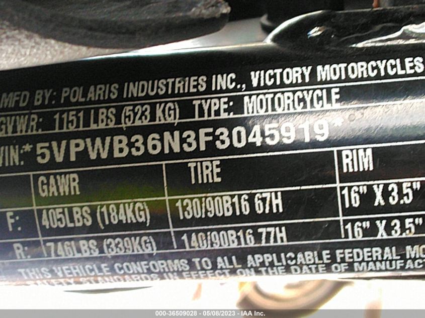 2015 VICTORY MOTORCYCLES HIGH-BALL 5VPWB36N3F3045919