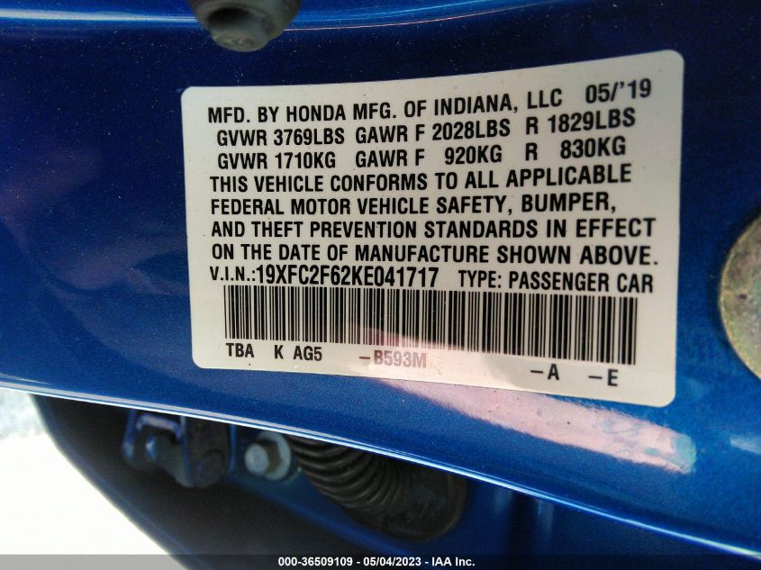 2019 HONDA CIVIC SEDAN LX - 19XFC2F62KE041717