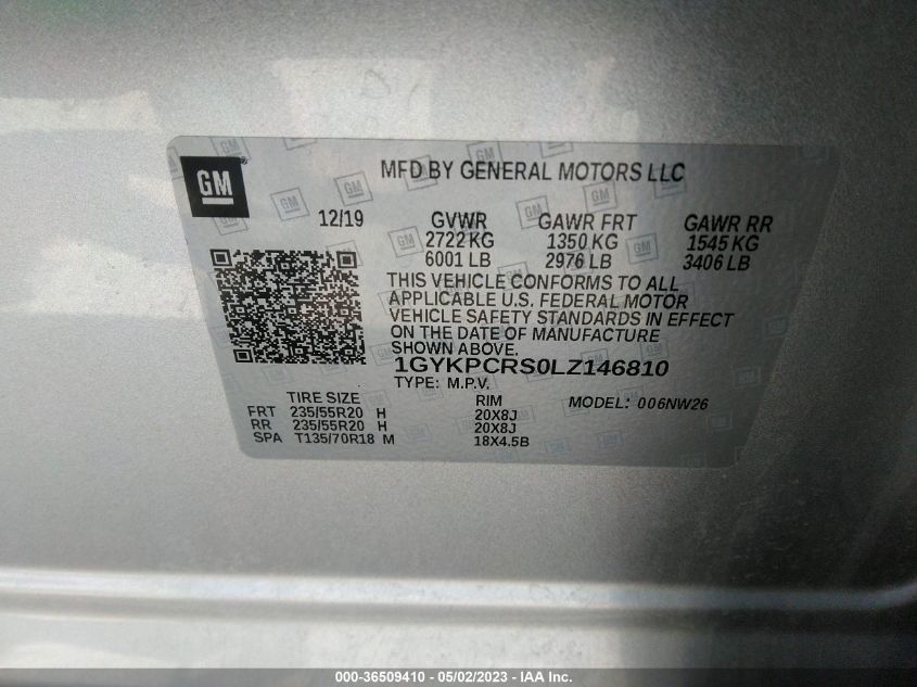 2020 CADILLAC XT6 FWD PREMIUM LUXURY - 1GYKPCRS0LZ146810