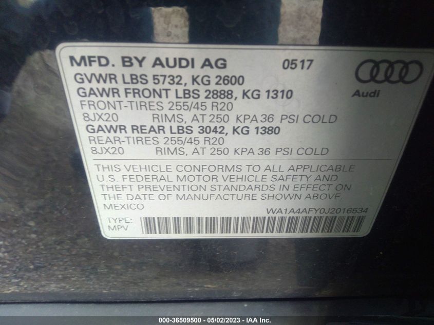 2018 AUDI SQ5 PREMIUM PLUS - WA1A4AFY0J2016534