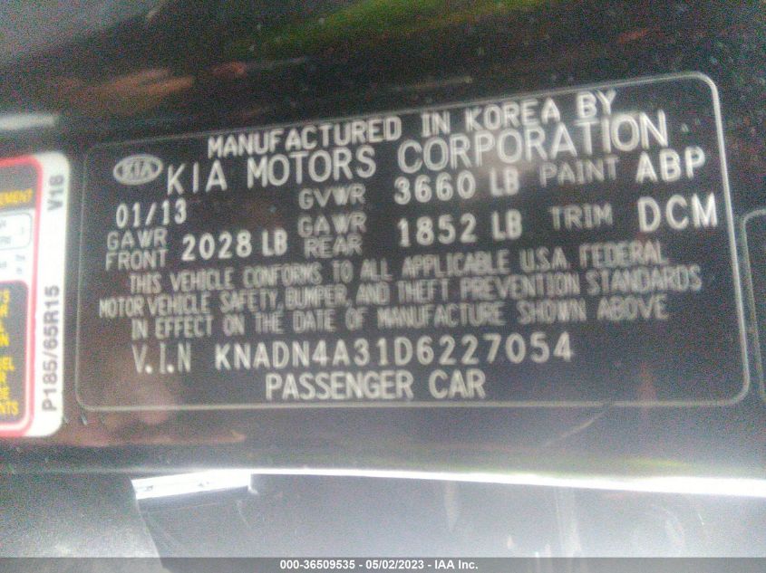 2013 KIA RIO EX - KNADN4A31D6227054