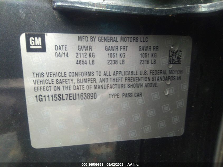 2014 CHEVROLET IMPALA LT - 1G1115SL7EU163890