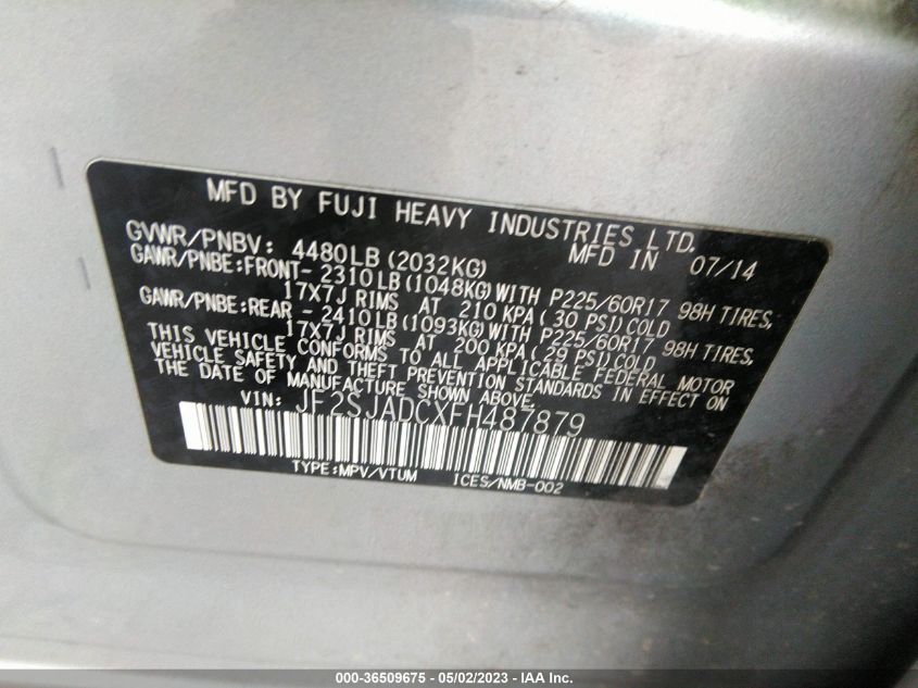 2015 SUBARU FORESTER 2.5I PREMIUM - JF2SJADCXFH487879