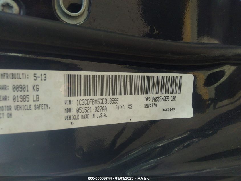 2013 DODGE DART SXT - 1C3CDFBA5DD318595