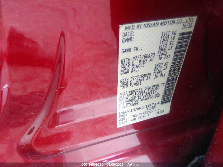 2017 NISSAN TITAN PLATINUM RESERVE - 1N6AA1E52HN510714