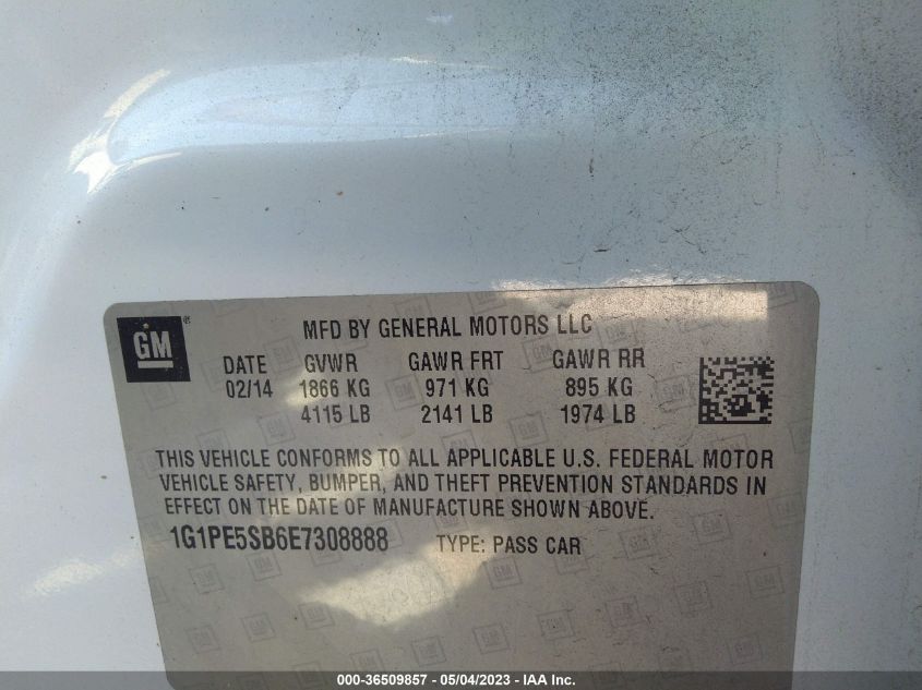 2014 CHEVROLET CRUZE 2LT - 1G1PE5SB6E7308888