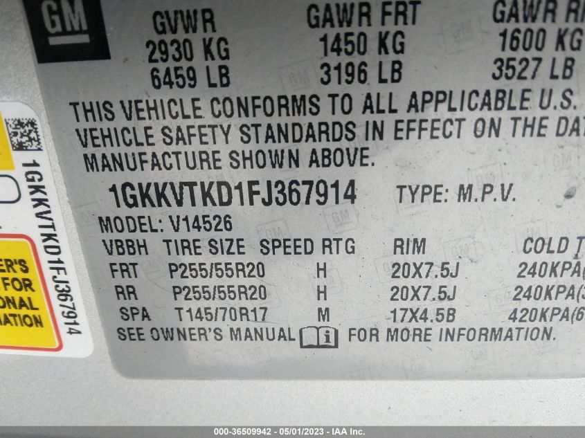 2015 GMC ACADIA DENALI - 1GKKVTKD1FJ367914