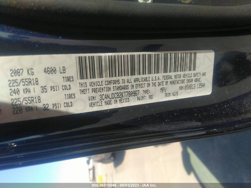 2019 JEEP COMPASS LIMITED - 3C4NJDCB2KT780967