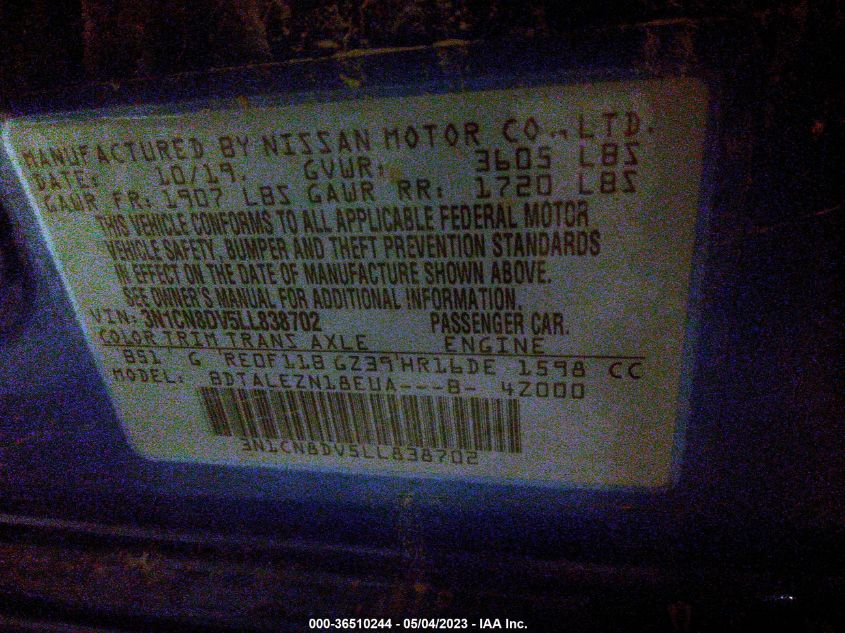 2020 NISSAN VERSA S - 3N1CN8DV5LL838702