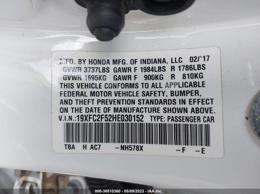 2017 HONDA CIVIC SEDAN LX - 19XFC2F52HE030152
