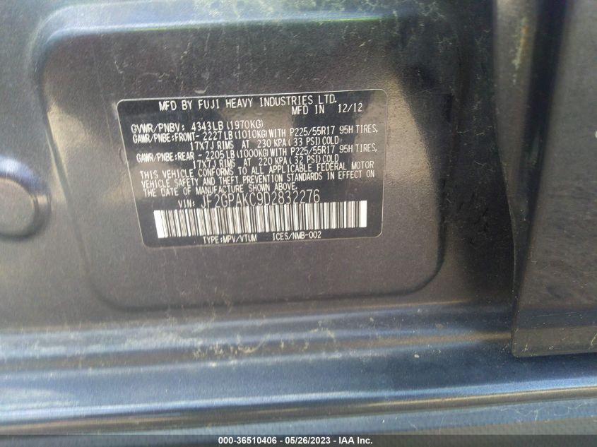 2013 SUBARU XV CROSSTREK LIMITED - JF2GPAKC9D2832276