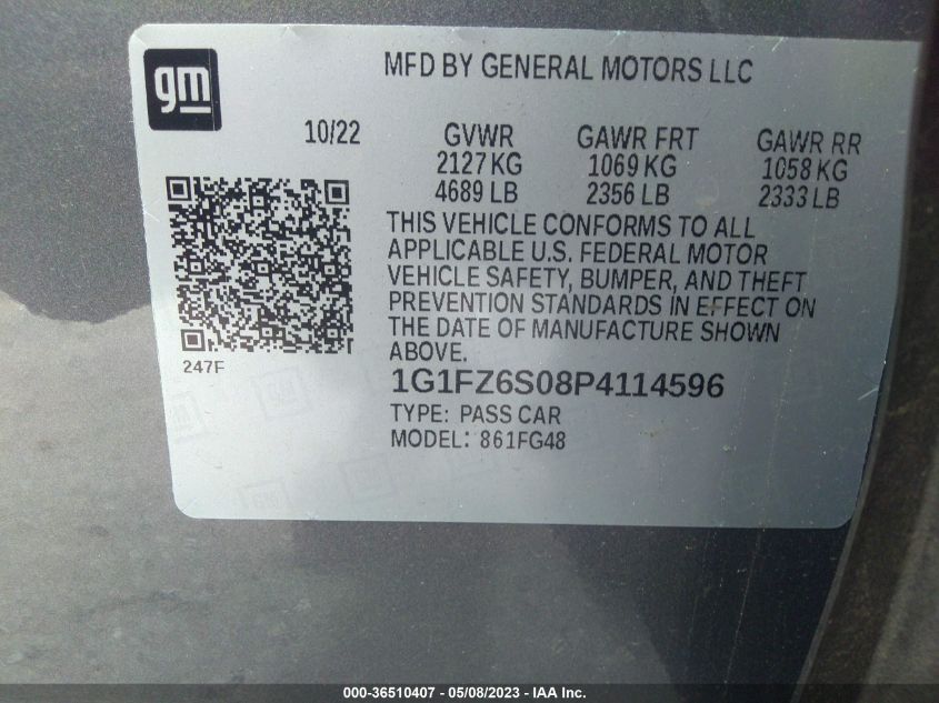 2023 CHEVROLET BOLT EUV PREMIER 1G1FZ6S08P4114596