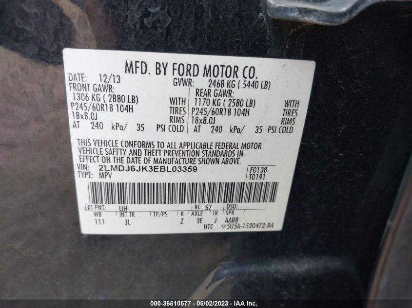 2014 LINCOLN MKX - 2LMDJ6JK3EBL03359