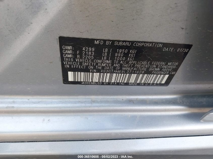 2020 SUBARU IMPREZA SPORT - 4S3GTAM69L3711628
