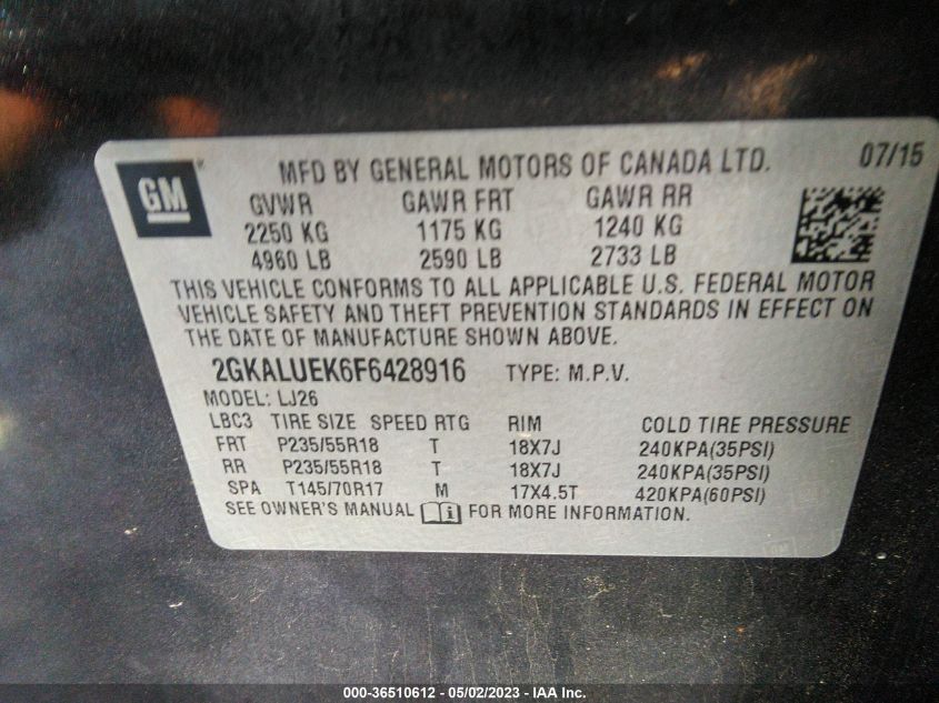 2015 GMC TERRAIN DENALI - 2GKALUEK6F6428916