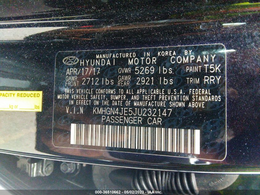 2018 GENESIS G80 3.8L - KMHGN4JE5JU232147