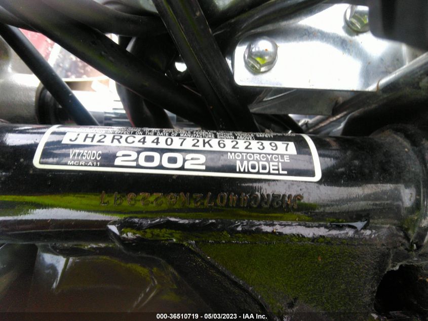 2002 HONDA VT750 DC JH2RC44072K622397