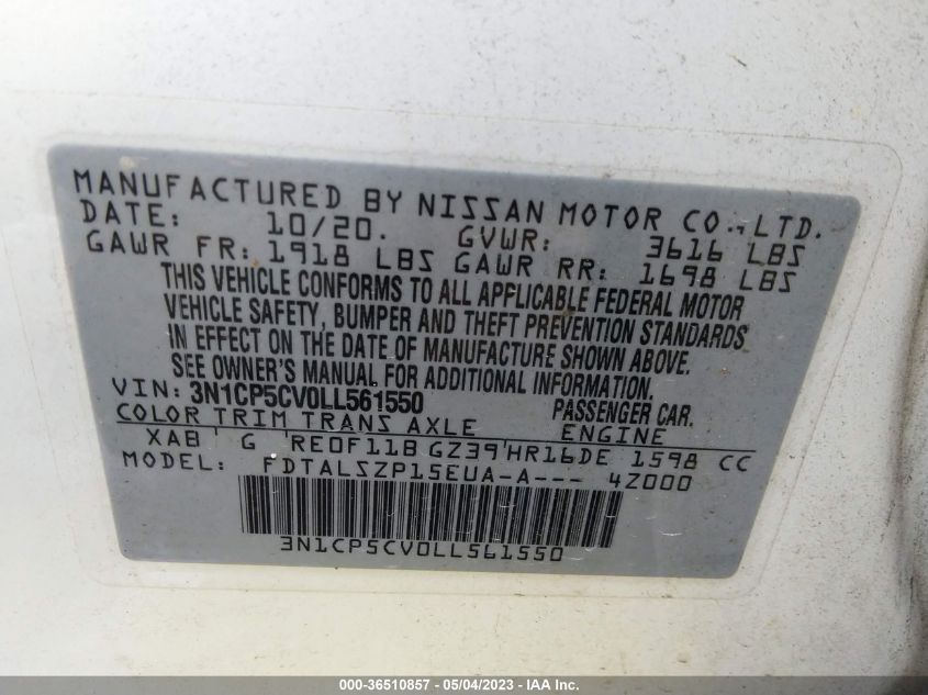 2020 NISSAN KICKS SV - 3N1CP5CV0LL561550