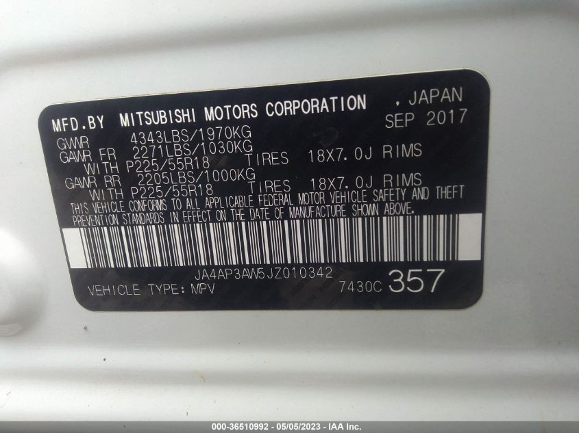 2018 MITSUBISHI OUTLANDER SPORT SE 2.4 - JA4AP3AW5JZ010342