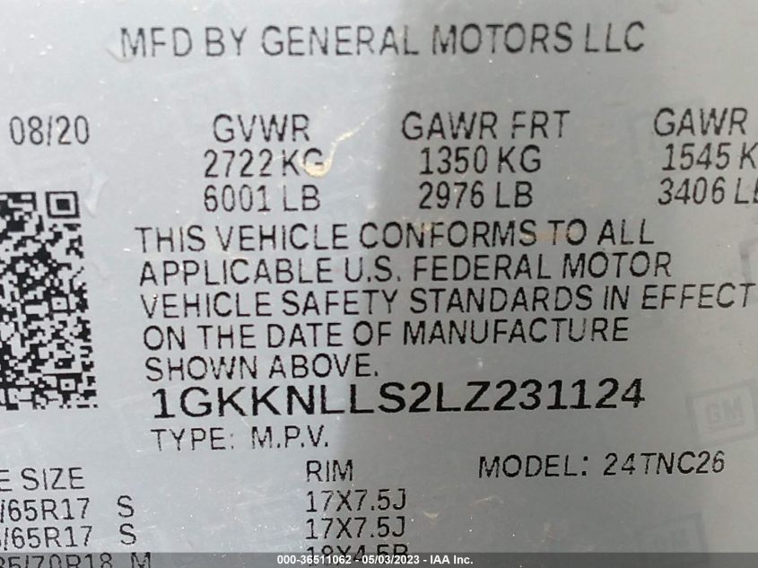 2020 GMC ACADIA AT4 - 1GKKNLLS2LZ231124