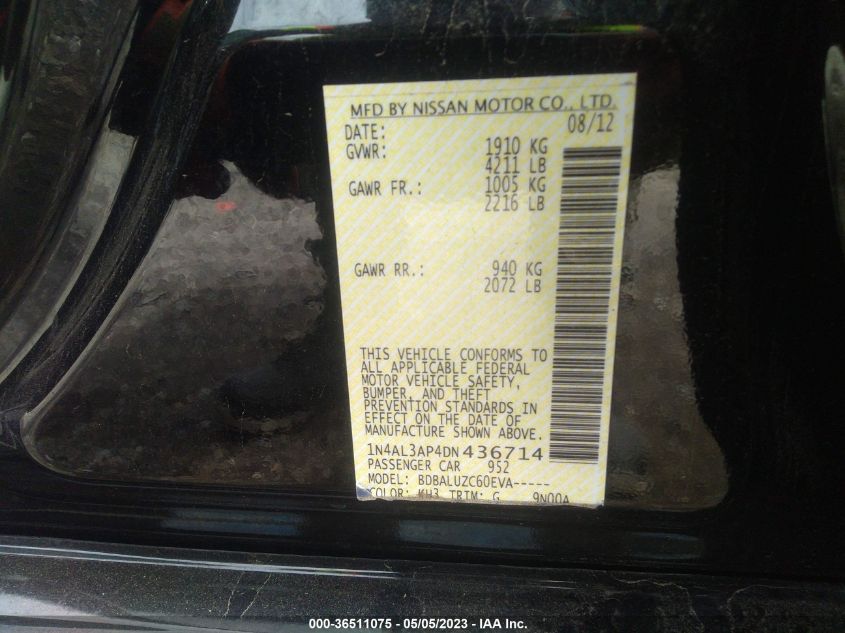 2013 NISSAN ALTIMA 2.5 SV - 1N4AL3AP4DN436714