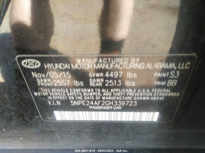 2016 HYUNDAI SONATA 2.4L SE - 5NPE24AF2GH339723