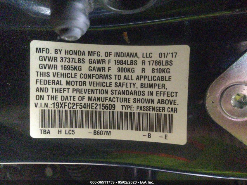 2017 HONDA CIVIC SEDAN LX - 19XFC2F54HE215609