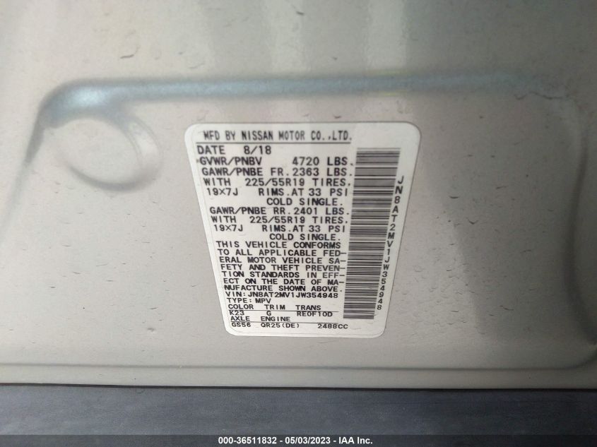 2018 NISSAN ROGUE SL - JN8AT2MV1JW354948