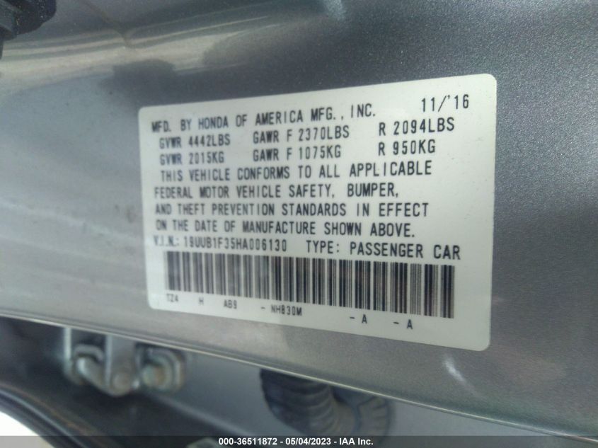 2017 ACURA TLX - 19UUB1F35HA006130