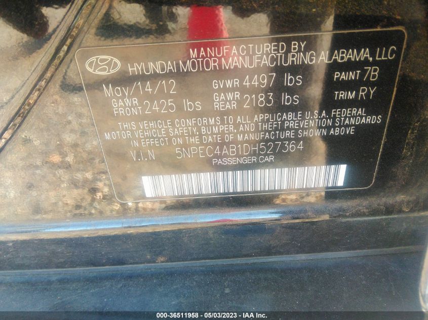 2013 HYUNDAI SONATA SE - 5NPEC4AB1DH527364