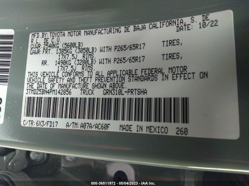 2023 TOYOTA TACOMA TRD SPORT - 3TMDZ5BN4PM142856