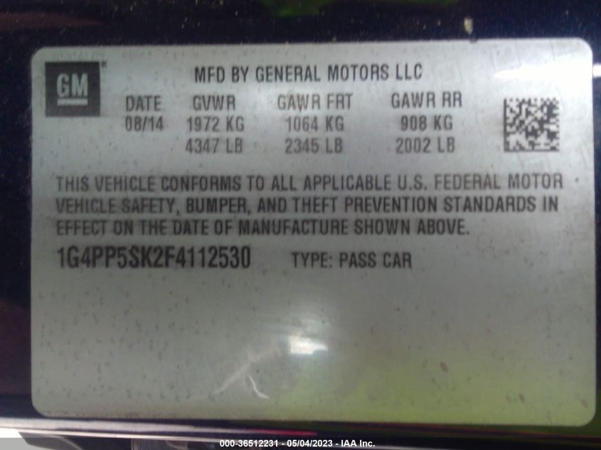2015 BUICK VERANO - 1G4PP5SK2F4112530