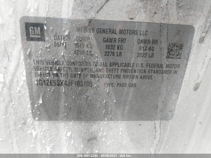 2018 CHEVROLET MALIBU PREMIER - 1G1ZE5SX4JF103106