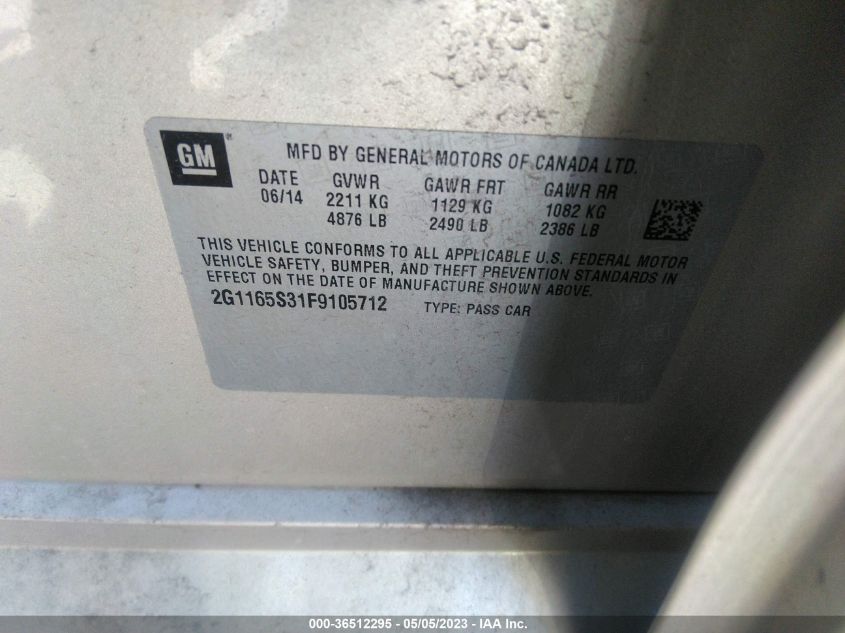 2015 CHEVROLET IMPALA LTZ - 2G1165S31F9105712